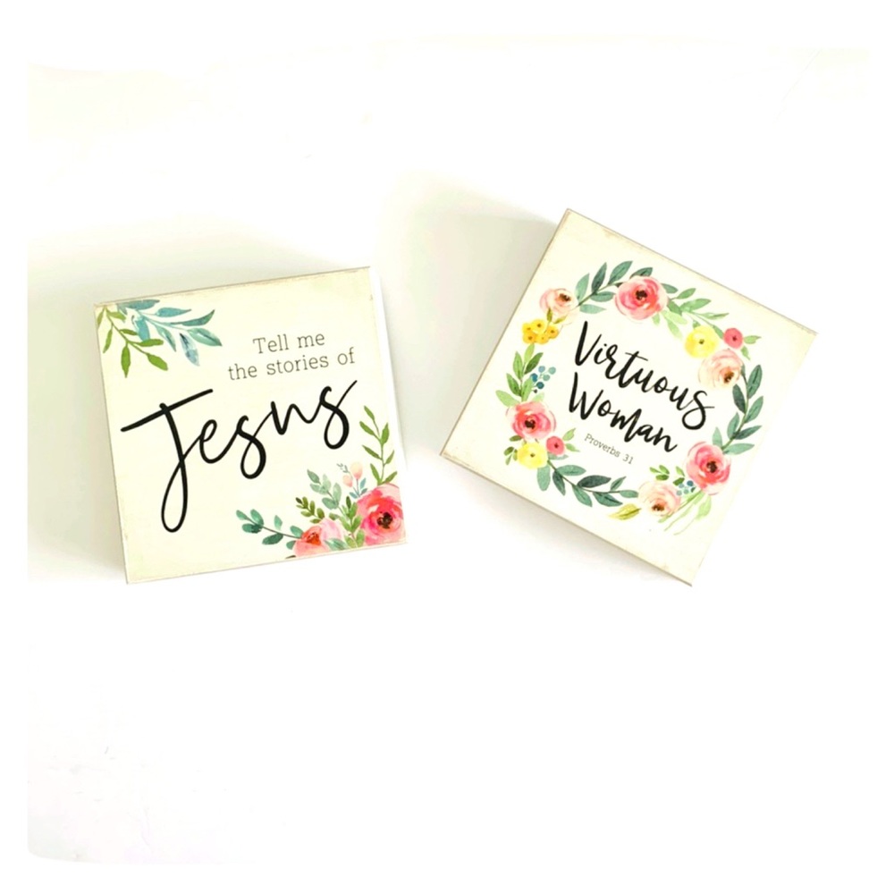 Set 2 Stories of Jesus & Virtuous Woman Wall Art